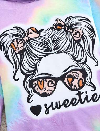 Image of Girls Clothes Cool Girl Print Tie Dye Hoodie Pullover Sweatshirts Leggings Teen Girl Clothes 6-14 Years