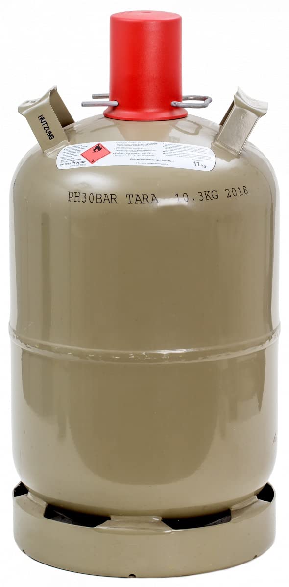 Bluecraft 11 kg leere Gasflasche optimal für Camping Grill Caravan Handwerk und Heizer - tragbare Propangasflasche inkl. Gasreglerlöser DUO
