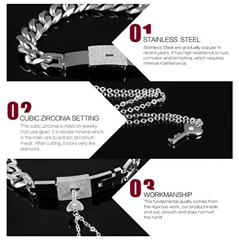 Lohome Fashion Jewelry Titanium Steel Lock Bracelets And Key Necklace Set For Men/Women/Lovers/Couples #TOP5