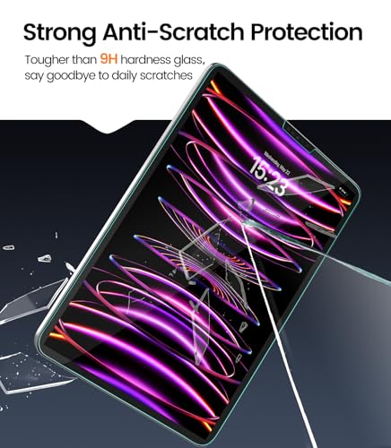 Image of EZ-GLAZ-2 Pack for iPad Pro 12.9 Inch Screen Protector 6th 5th 4th 3rd Gen (2022 /2021 /2020 /2018), Military-Grade Shatterproof, 9H+ Tempered Glass with Installation Box, Anti-Scratch, Apple Pencil Compatible, HD Clarity, Bubble Free