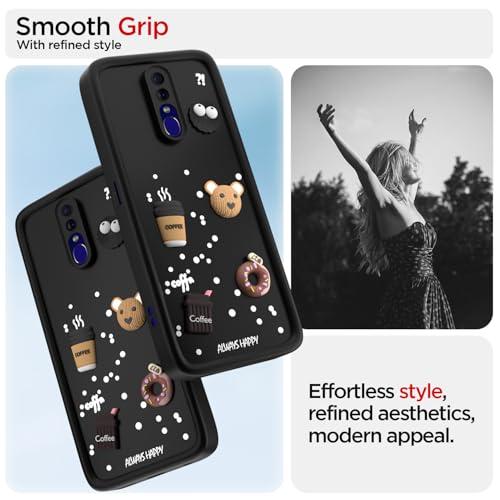 Image of Pikkme Back Cover for Oppo F11 | Cute Fun Cartoon 3D Bear Silicone Full Body Protection Bumper Case (Black)
