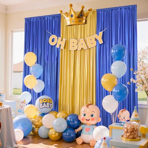 Image of 40x10 Wrinkle Free Royal Blue Sequin Backdrop Curtain for Parties-Thick Not Fall-Off Glitter Backdrop Drapes-8 Panels 5x10ft Shimmer Photo Back Drop Cloth for Wedding Birthday Photography Background