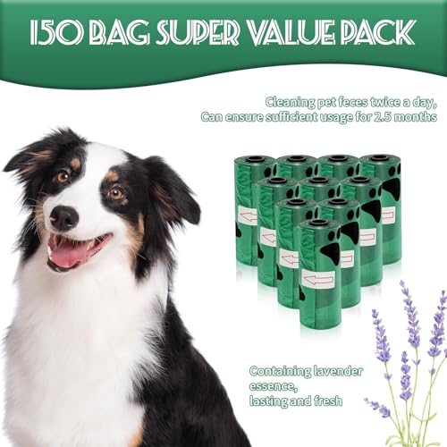 Image of Dog Poop Bags, 150 Count Heavy Duty Waste Bags for Dog, Doggy Poop Bags for Outdoor Walk | Leak-proof | Sturdy | Easy Open | Scented (Deep Green, 150 Count (10 Roll))