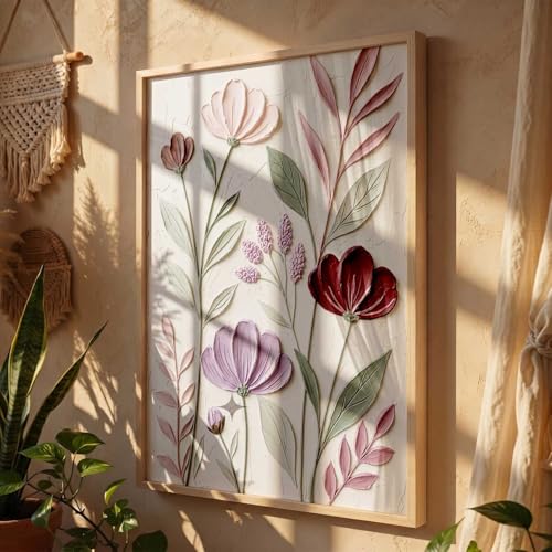 Image of kotart Floral Laef Wall Art Home Decoration | Aesthetic Paintings With Frame For Living Room Bed Room Hotel Wall Decor Digital Reprint (14X20 inch)