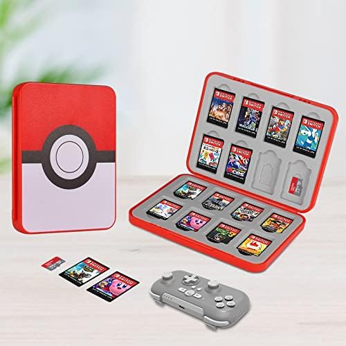 Vicloon Game Card Case for Nintendo Switch, Game Card Holder Game Storage with 16 Cartridge Slots, Switch Games Holder case for Switch Game Card & SD Card Storage (Poke Ball)