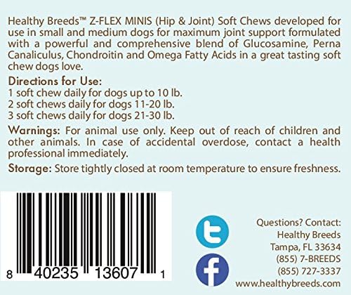 Miniatura 3 de Healthy Breeds Maltipoo Z-Flex Minis - Masticables suaves para cadera y articulaciones, 60 unidades