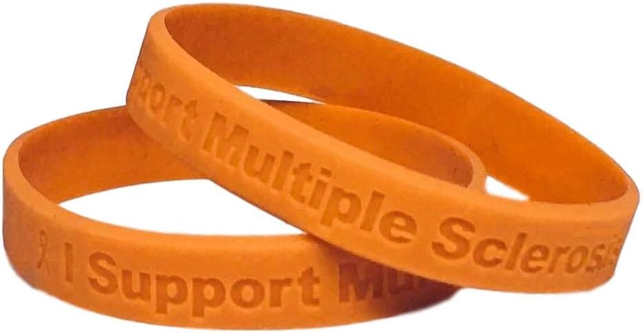 Jeirles Wholesale5 Orange" I Support Multiple Sclerosis Awareness" Bracelets 100% Medical Grade Silicone - Latex and Toxin Free - 5 Bracelets - Show Your Support For Multiple Sclerosis Awareness