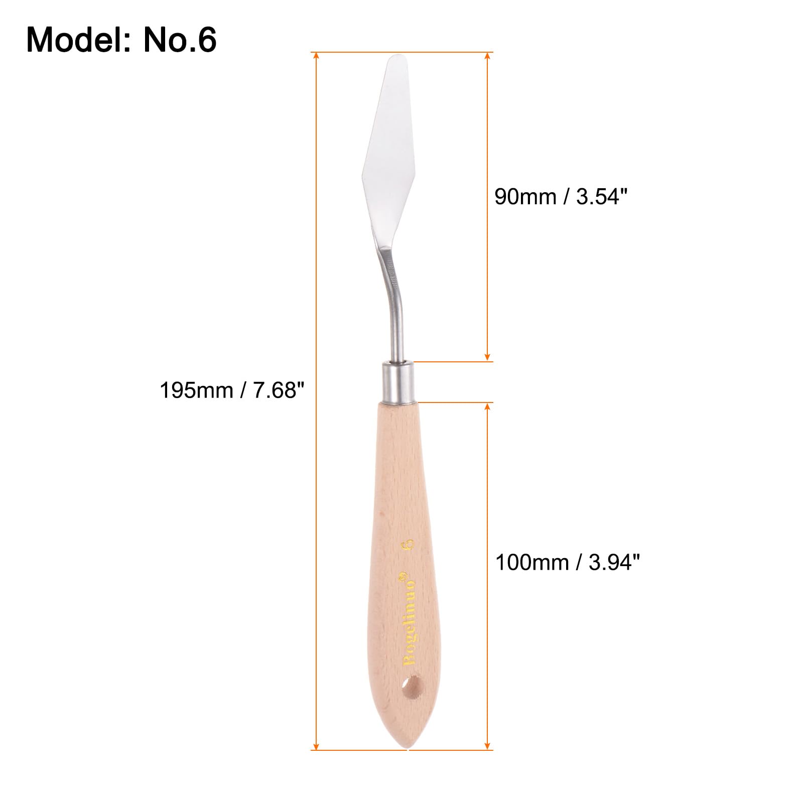 HARFINGTON 2pcs No.6 Painting Palette Knives Stainless Steel Pointy Spatula Pallet Knife with Beech Wood Handle for Oil Acrylic Paint Canvas Mixing Spreading
