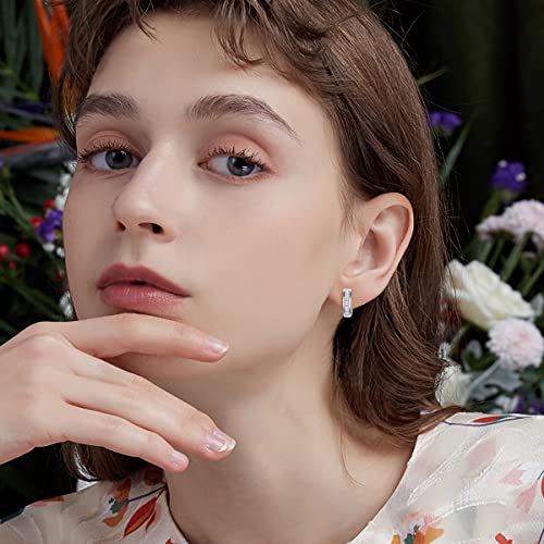 Huggie Earrings Sterling Silver Cubic Zirconia 15mm Hypoallergenic Hoop Earrings for Men Women2