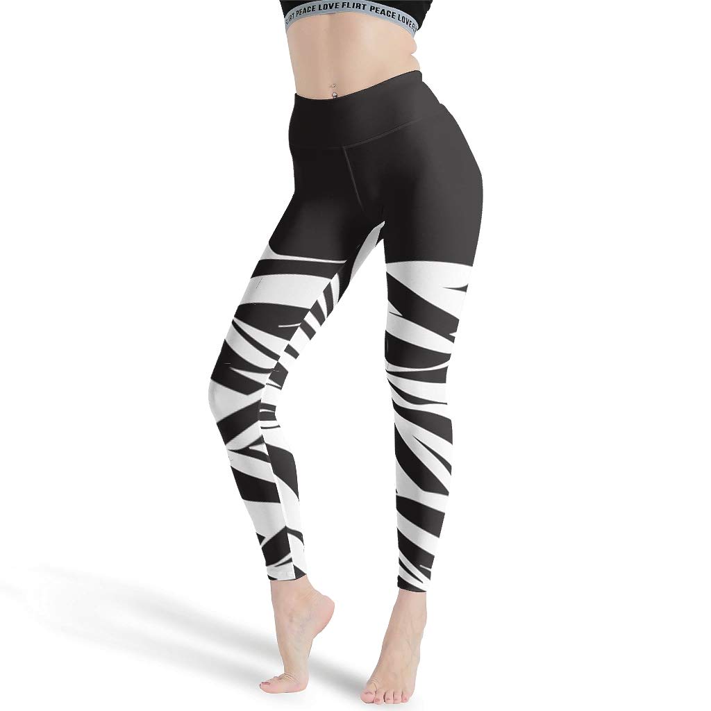Damskie legginsy slim fit z wysokim stanem wygodne długie spodnie do jogi 3D, czarne i białe, z kontrolą brzucha, sportowe i białe