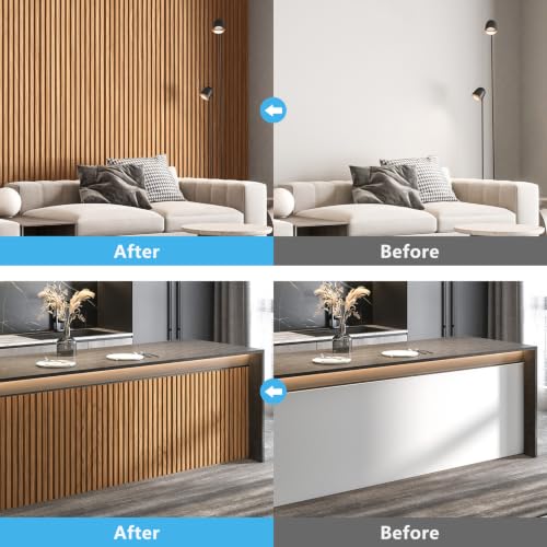 Image of Art3d Wood Slat Wall Panels, Fluted MDF, 6-Pack, 94.6 x 7.4 in,Teak
