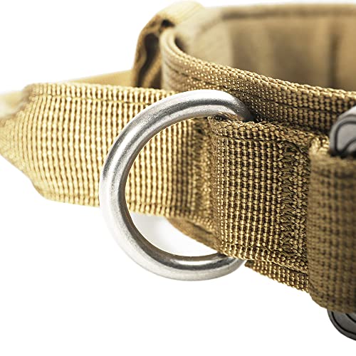 Skacsqug Tactical Dog Collar, Adjustable Military Training Nylon Dog Collar With Control Handle And Heavy Metal Buckle For Medium And Large Dogs, (L, Brown) #TOP4