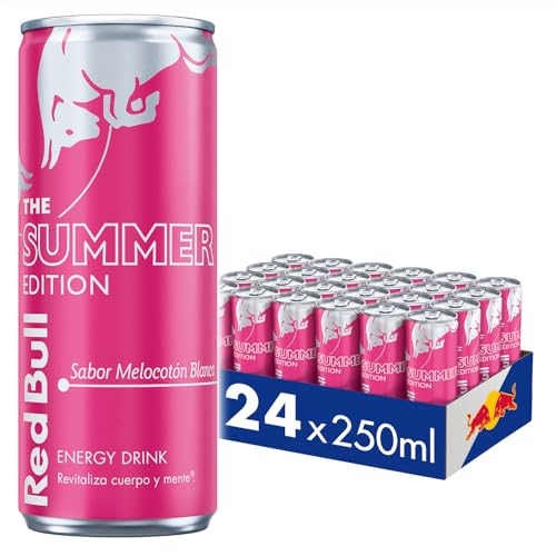 Red Bull Bebida Energética Edición White Peach Sabor Melocotón 24 Latas x 250ml