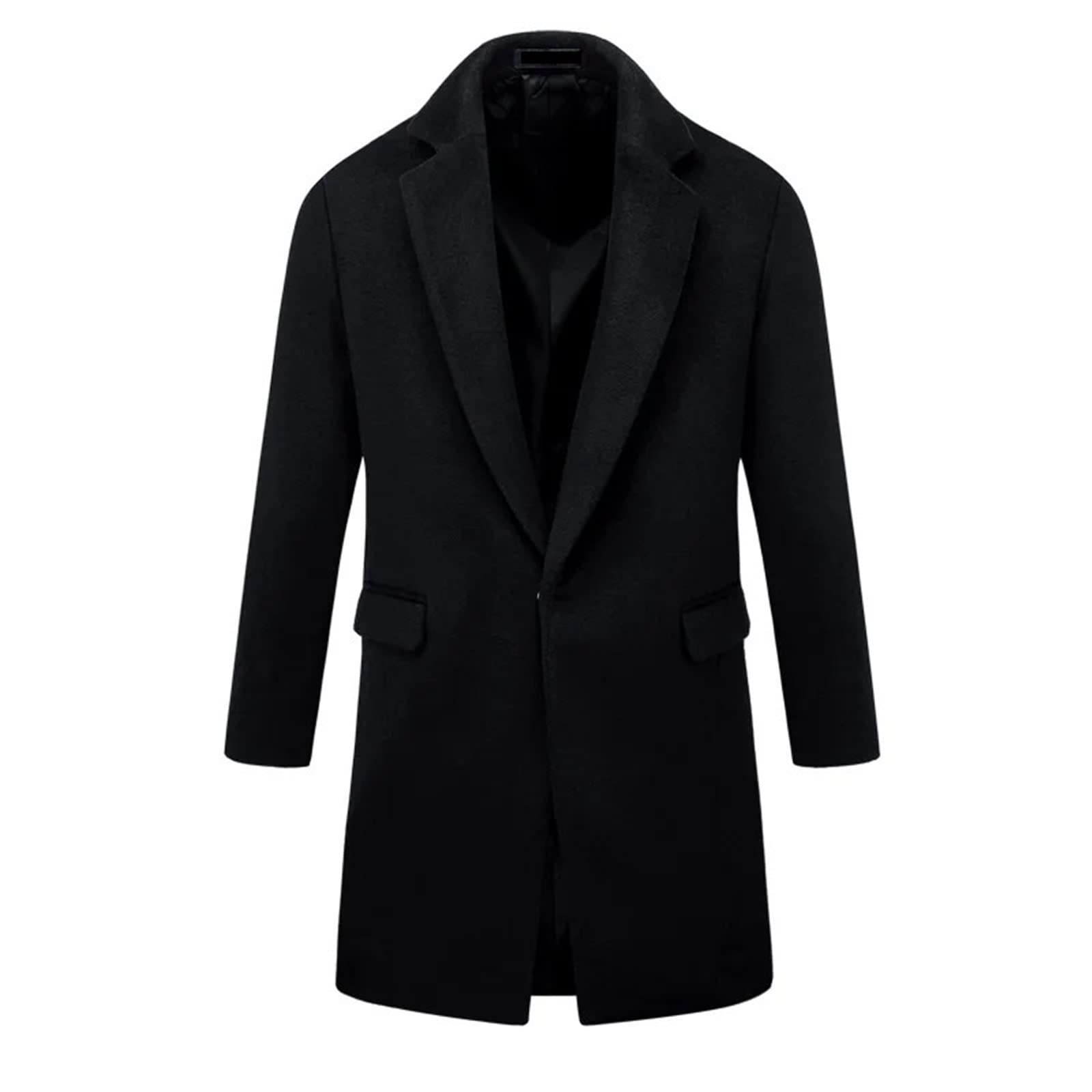 Cappotto da Uomo in Lana Slim Fit Lungo Monopetto in Misto Lana Giacca a Vento da Esterno Elegante da Lavoro Autunno Inverno per la Protezione dal Freddo e dal Vento
