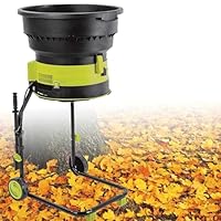 RKYRRKI Corded Electric Leaf Mulcher Shredder, Bladeless Portable Garden Shredder with Wheels, 8000rpm Shredders and Chippers with Collection Bag, Funnel Diameter 54cm, for Garden Leaves, Compost,10m