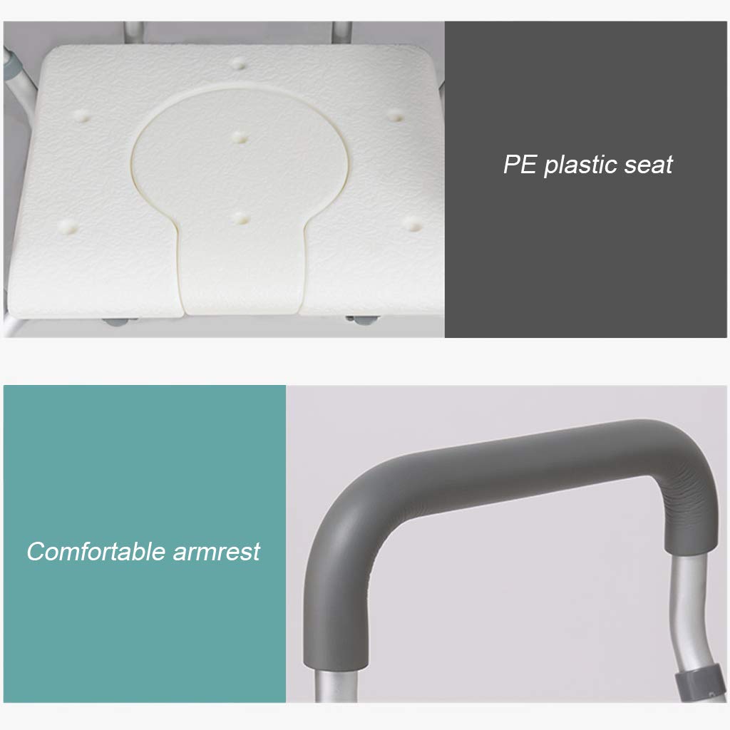 CHEWYNP Taburete de baño para bañera, Ducha, Silla elevadora, Asiento de baño ergonómico, Taburete de Altura Ajustable con asa de Seguridad, Almohadilla Antideslizante para piernas, Ayuda