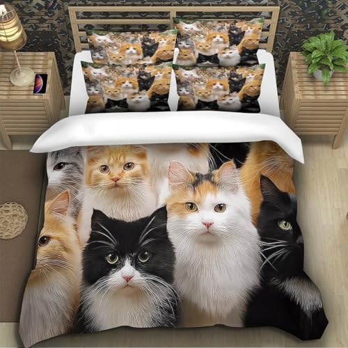 Linge de lit chaton mignon effet 3D haut de gamme microfibre douce - 5