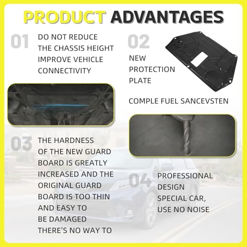 Image of Engine Splash Shield for 2011-2020 Toyota Sienna 2.7L 3.5L, Under Engine Cover Protector, Direct Replacement Mud Guard with Access Hole