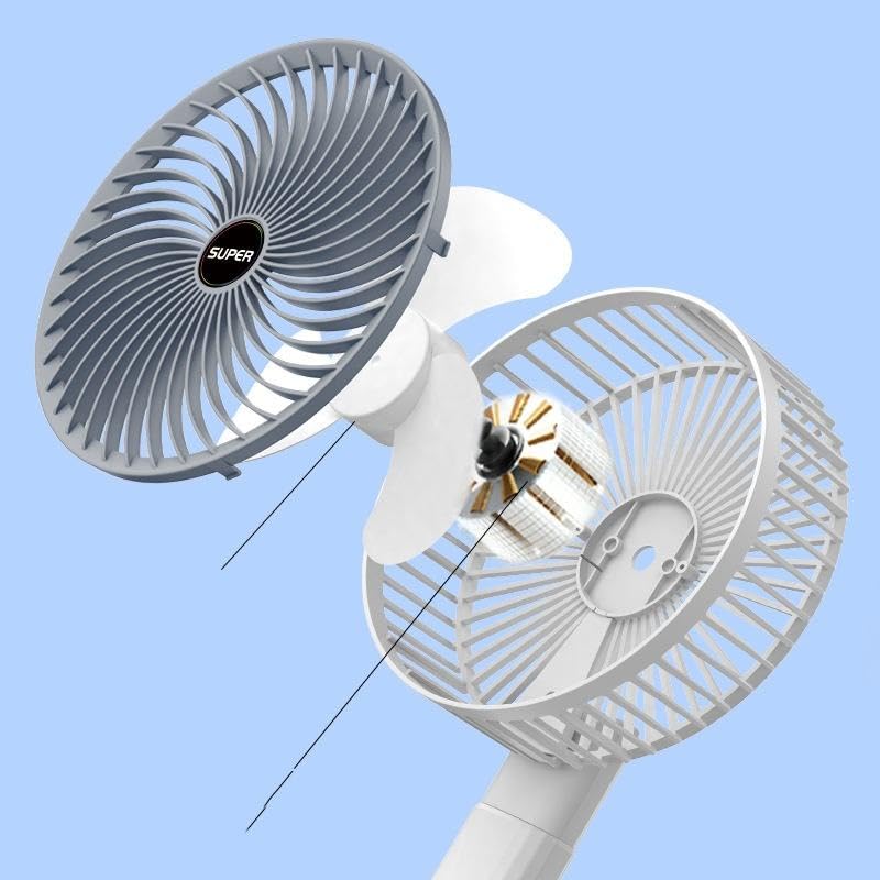 Image of Portable Clip Fan, USB Rechargeable Desk Fan with Strong Airflow, Quiet Operation, Adjustable Head, Mini Cooling Fan for Office Bedroom Travel Camping