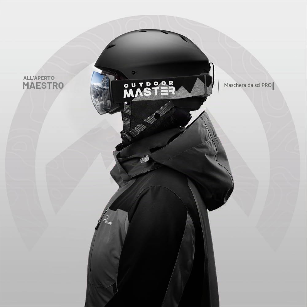 OutdoorMaster Maschera da Sci PRO, Senza cornice, Lenti intercambiabili Occhiali da Sci Snowboard, Protezione UV400 Maschera Sci da Donna&Uomo