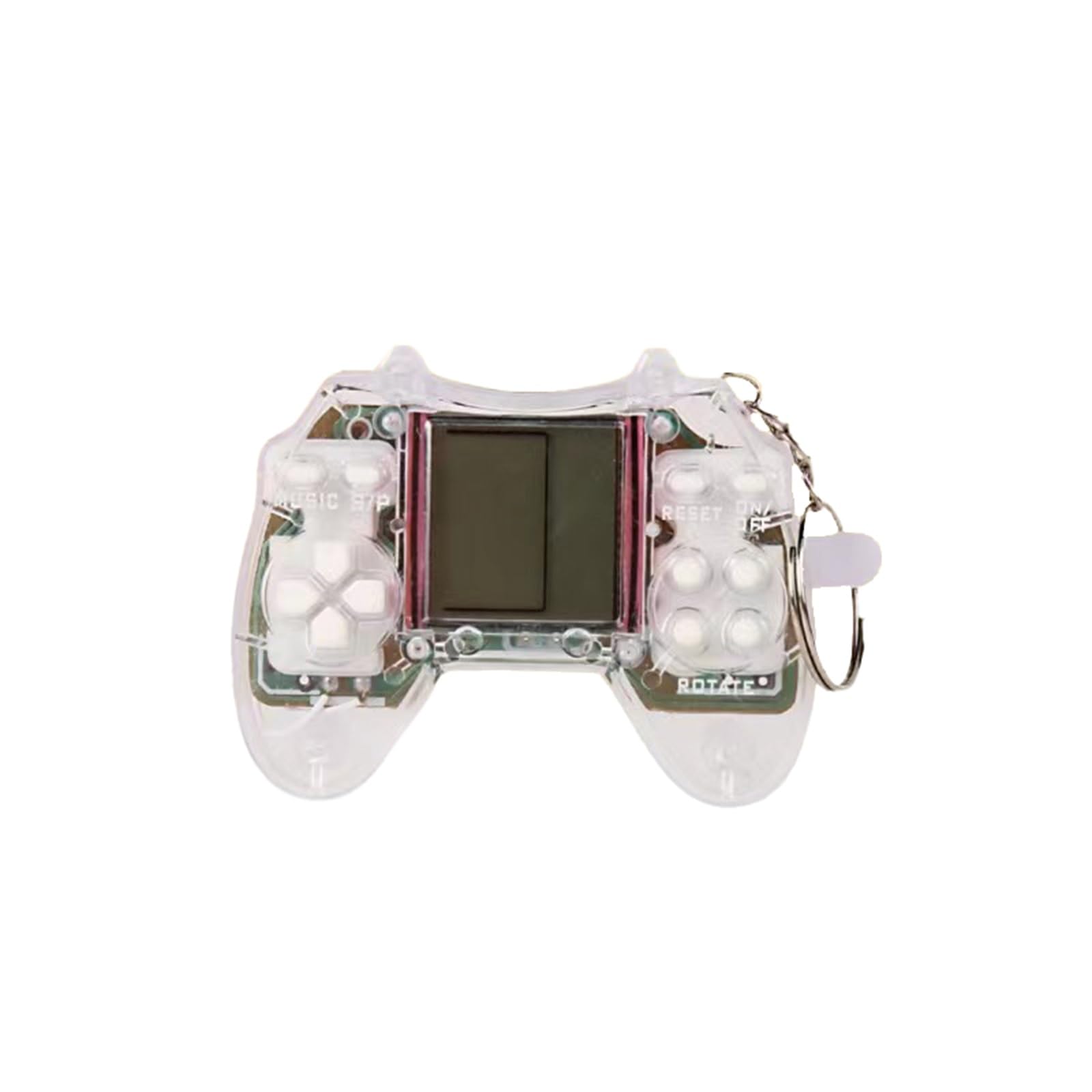 Handheld Game Console Mini Game Console Nostalgic Classic Puzzle Cartoon Creative Gift Keychain(White)