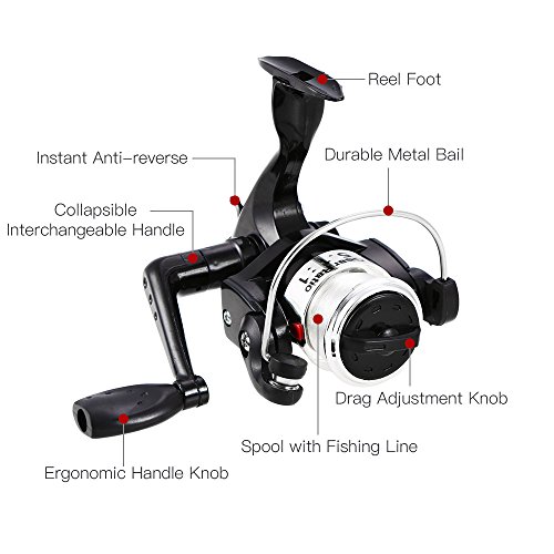 Caneta, Andoer Conjunto de carretel giratório para vara de pesca com canetas e carretéis de liga de