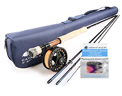 Catalyst 9ft 8wt Fly Rod and Fly Reel Combo with Steelhead/Salmon Fly Selection for Fly Fishing