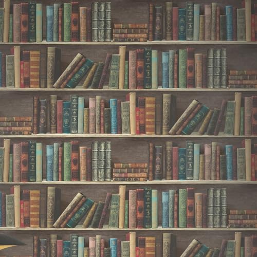 SOPHIE LAURENCE Retro Library Bookshelf Wallpaper, 10 X 0.53M, 3D Realistic Classic Books Design