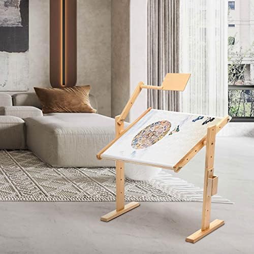 ColdShine Cross Stitch Frame Stand Adjustable Wooden Frame Embroidery Stand with 5 Adopted Height Level Needlework Cross Stitch Floor Stand for Embroidery Lovers Silk Painting Needlework