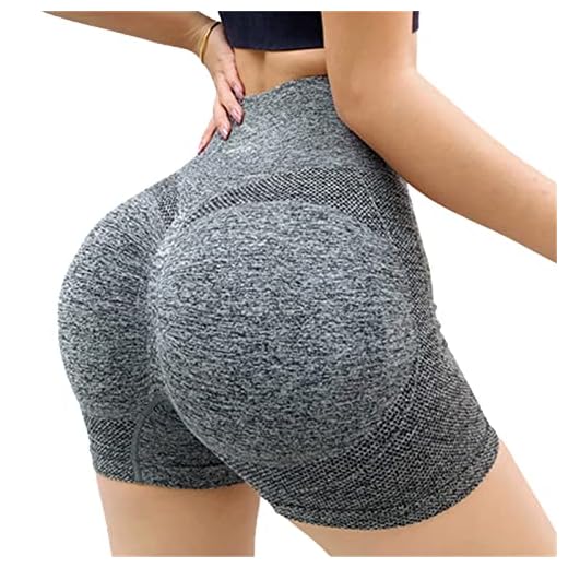 Short feminino de treino de cintura alta, shorts de ioga para levantamento de bumbum, controle de barriga, calça curta de ioga franzida