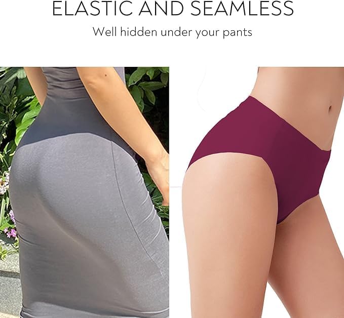 Image of LOURYN KOULYN No Show Underwear for Women Seamless High Cut Briefs Mid-Waist Soft No Panty Lines,Pack of 5