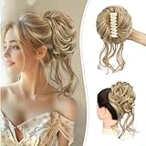 SOFEIYAN Claw Clip Messy Bun Hair Piece Curly Wavy Hair Bun Clip in Claw Chignon Ponytail Extensions Synthetic Tousled Updo with Tendrils Hairpieces Accessories Scrunchies for Women