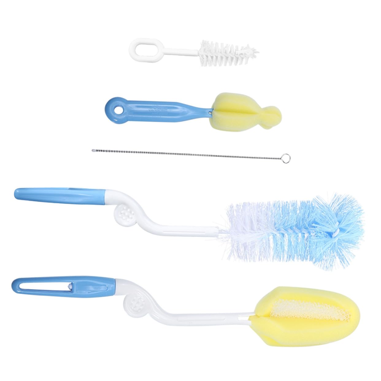 Juego de 5 cepillos para botellas de agua, cepillo de limpieza de silicona flexible, limpiador de tazas y botellas con nailon y acero inoxidable para una fácil limpieza de plexiglás y otras