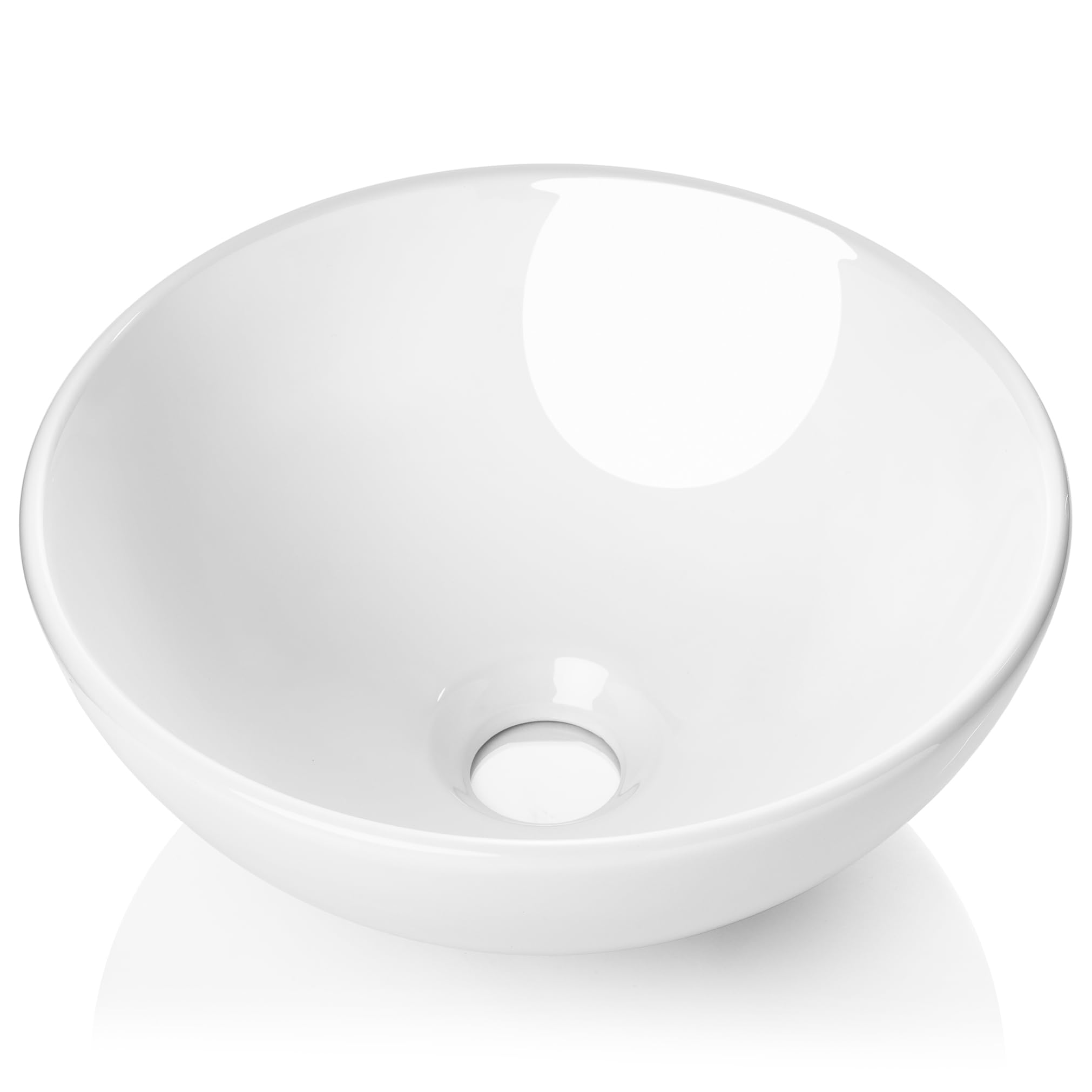 Miligoré 11" Round White Ceramic Vessel Sink - Modern Above Counter Bathroom Vanity Bowl