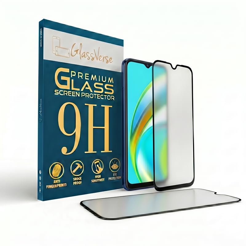 Image of GlassVerse Matte Tempered Glass for Realme C12 | Anti Glare, Smooth Touch Screen Protector, 9H Hardness, Edge to Edge, Case Friendly, Hassle-less Installation Kit Included. (Pack of 2)