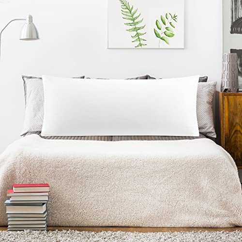 PiccoCasa Bolster Pillow Case Egyptian Cotton Body Pillow Cover 300 Thread Count Soft and Breathable Long Pillowcase with Zipper Closure White 20"x60" (5ft) - Image 2