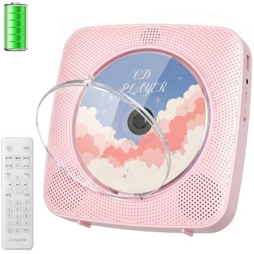 Gueray Lecteur CD Portable Bluetooth 1800mah Lecteur CD de Bureau pour la Maison Lecteurs CD avec Deux Haut - parleurs Télécommande Housse Anti-poussière...
