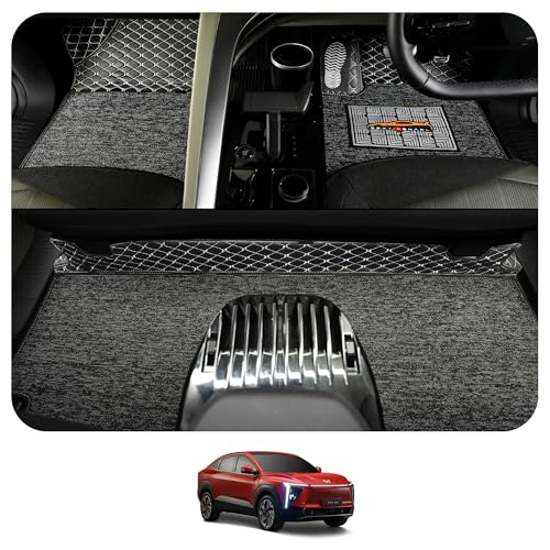 Image of CONTINENTAL [Butterfly 7D XEV9e Car Mats] Luxury 7D Car Floor Mats for XEV9e 2026 || Scratchproof & Waterproof XEV9e 7D Car Mats || Color - Black & Silver