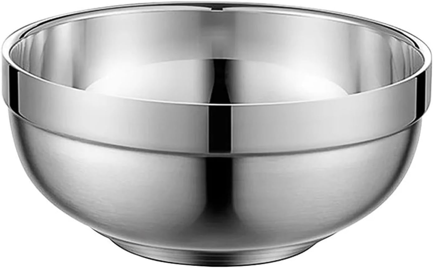 Stainless Steel Double Layer Anti-Scalding Noodles Soup Bowls Thick Insulated For Children Tableware(Gold)