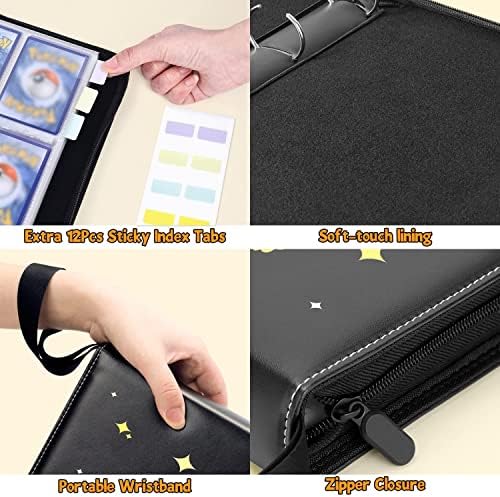 Trading Card Binder for Pokemon Cards - Cards Holder Album Fits 400 Cards 50 Removable Sheet Cards Holder Folder Binder Album Storage Organizer for Boy Girls