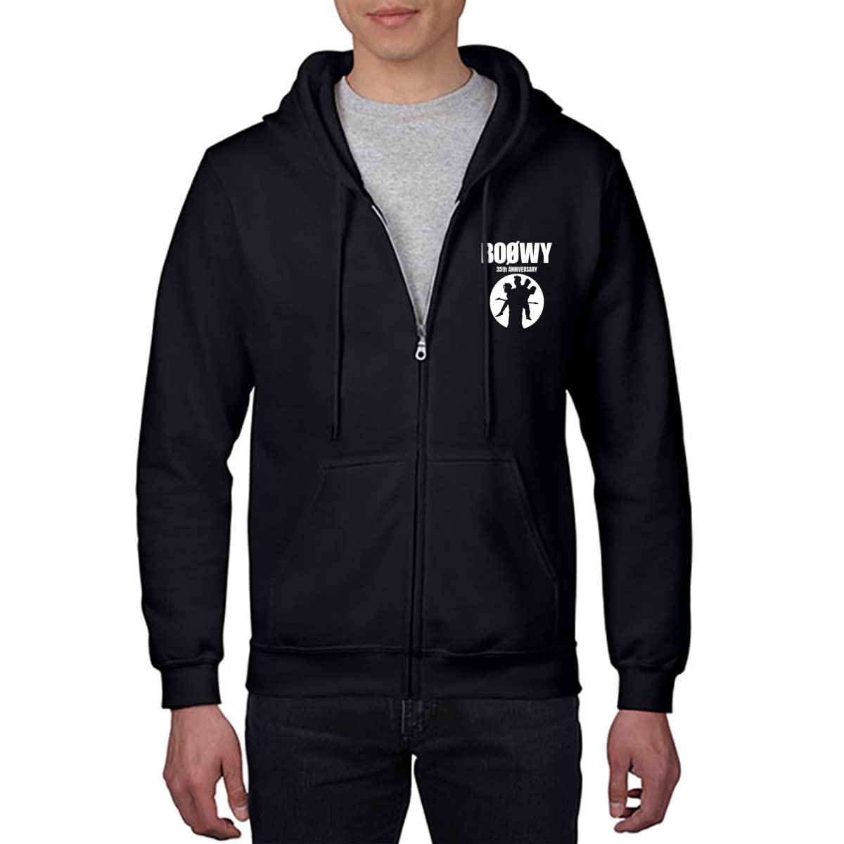 Amazon.co.jp: ボウイ Boowy Boøwy パーカー ジップアップ フルジップ  