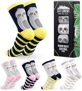 CityComfort Socks Women 4-7 Funny Sloth Socks - 5 Pairs