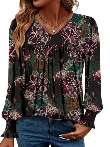 BETTE BOUTIK Womens Long Sleeve Tunic Tops Fall V Neck T-Shirts Blouses Casual Fashion Shirts2