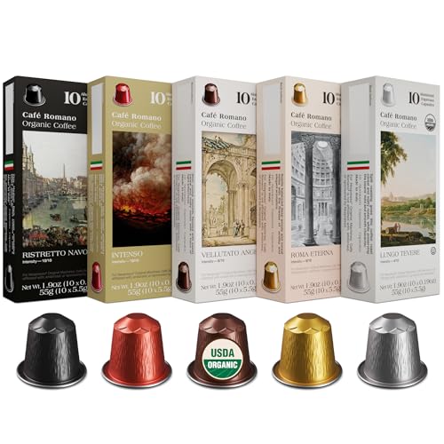 Organic USDA Café Romano Coffee Aluminum Espresso Pods For Nespresso Original Machine 100 Pack Italian Espresso Coffee (Variety pack)