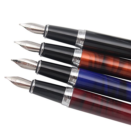 Gullor 4 Pcs Metal Refillable Fountain Pen B517 With Ink Converters, 4 Colors In Set #TOP2
