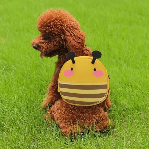 Ruiqas Hunderucksack mit Geschirr Niedlicher Cartoon Satteltasche Selbsttragerucksack für Welpen Kleine Hunde