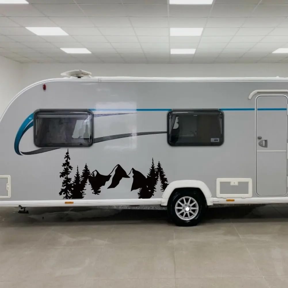 Adesivi per auto con grafica Forest Mountain, per camper Van per cavalli Caravan RV Camper Van Body Decor Decalcomanie in vinile Accessori