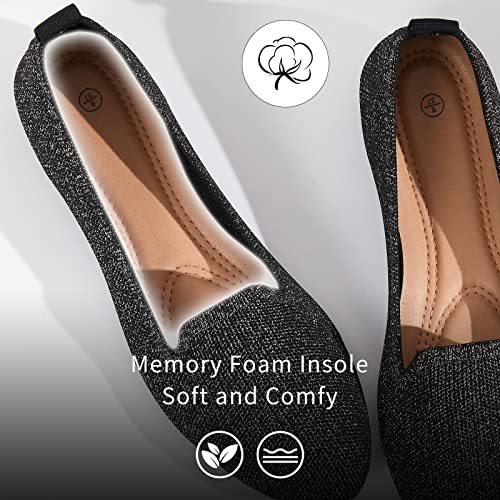 Image of BABUDOG Women's Flats Shoes Shiny Mesh Loafers Shoes Soft Memory Foam Flats
