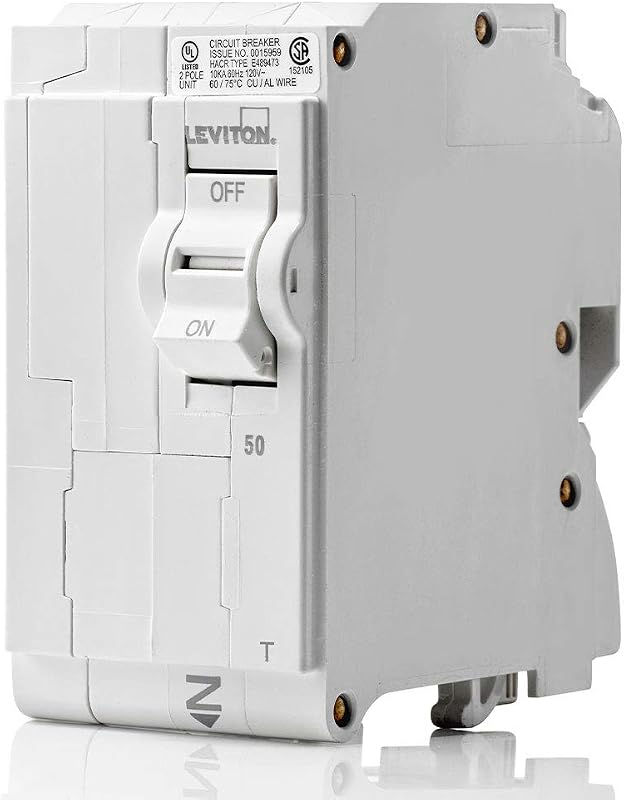 Disyuntor derivador estándar enchufable de 2 polos, 50 A, magnético térmico, 120/240 VCA, LB250-T, blanco
