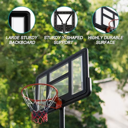 Sweetcrispy Outdoor Portable Basketball Hoop Goal Court System 4.2-10Ft Adjustable Height 44 Inch Shatterproof Backboard Fillable Base With 2 Wheels For Kids Youth And Adults In Backyard Driveway thumb #2